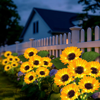 6 Head Solar Simulation Sunflower LED Lights waterproof