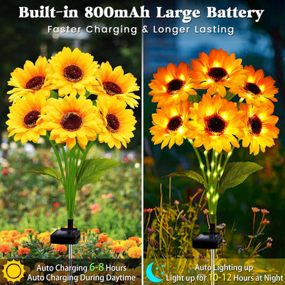 6 Head Solar Simulation Sunflower LED Lights waterproof