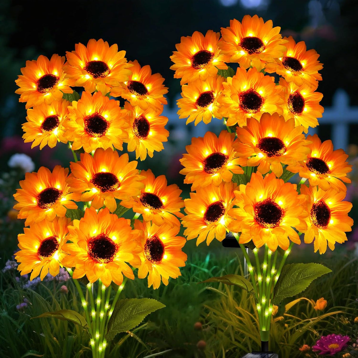 6 Head Solar Simulation Sunflower LED Lights waterproof