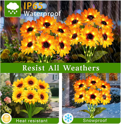 6 Head Solar Simulation Sunflower LED Lights waterproof