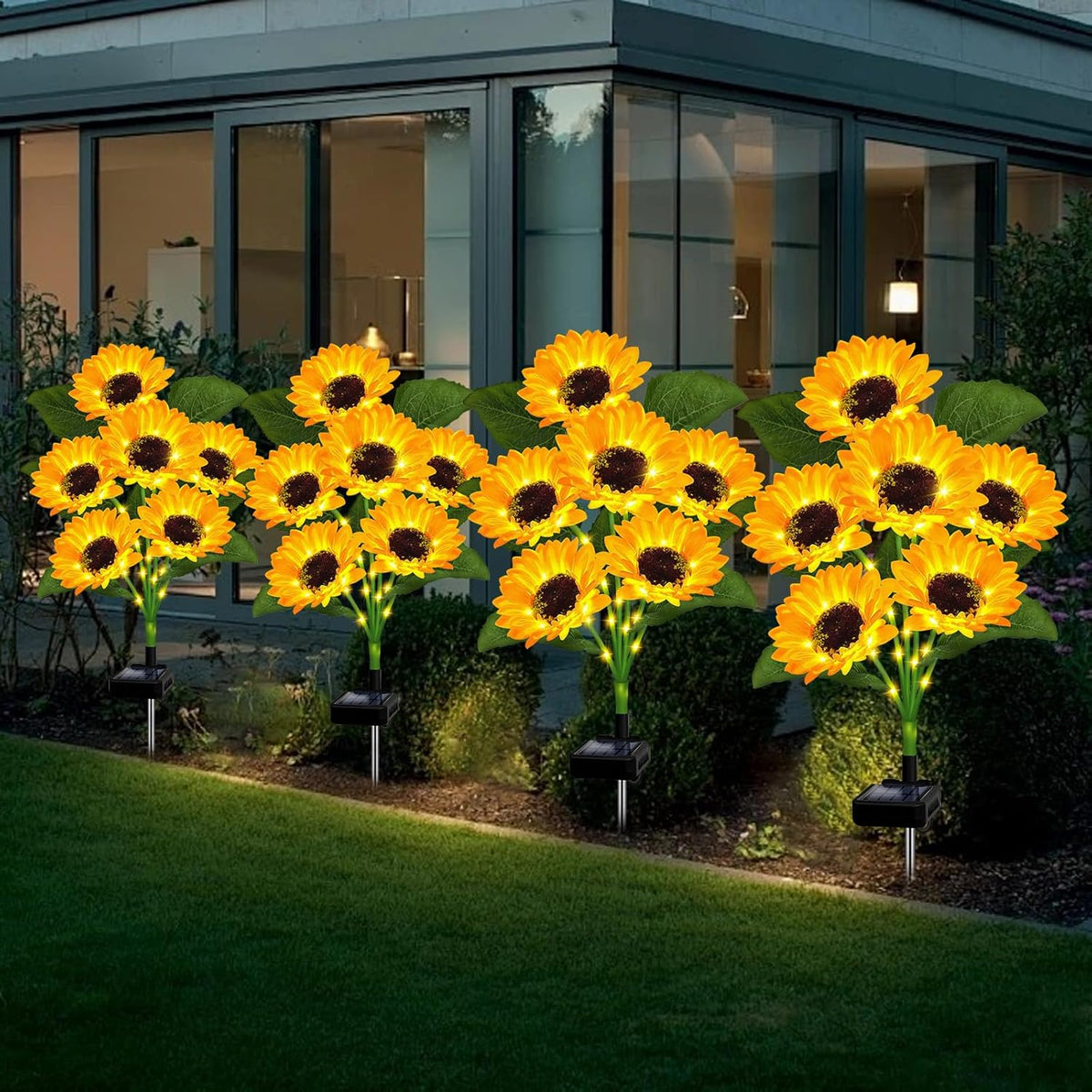 6 Head Solar Simulation Sunflower LED Lights waterproof