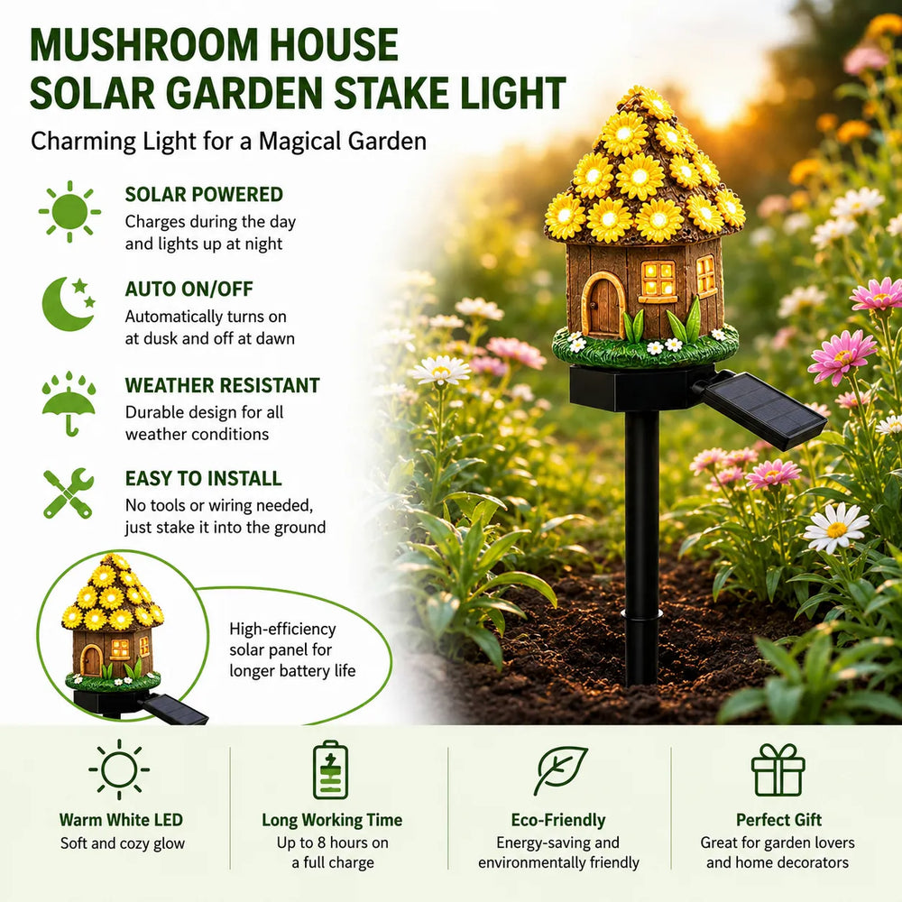 Solar Mushroom Cottage Garden Light